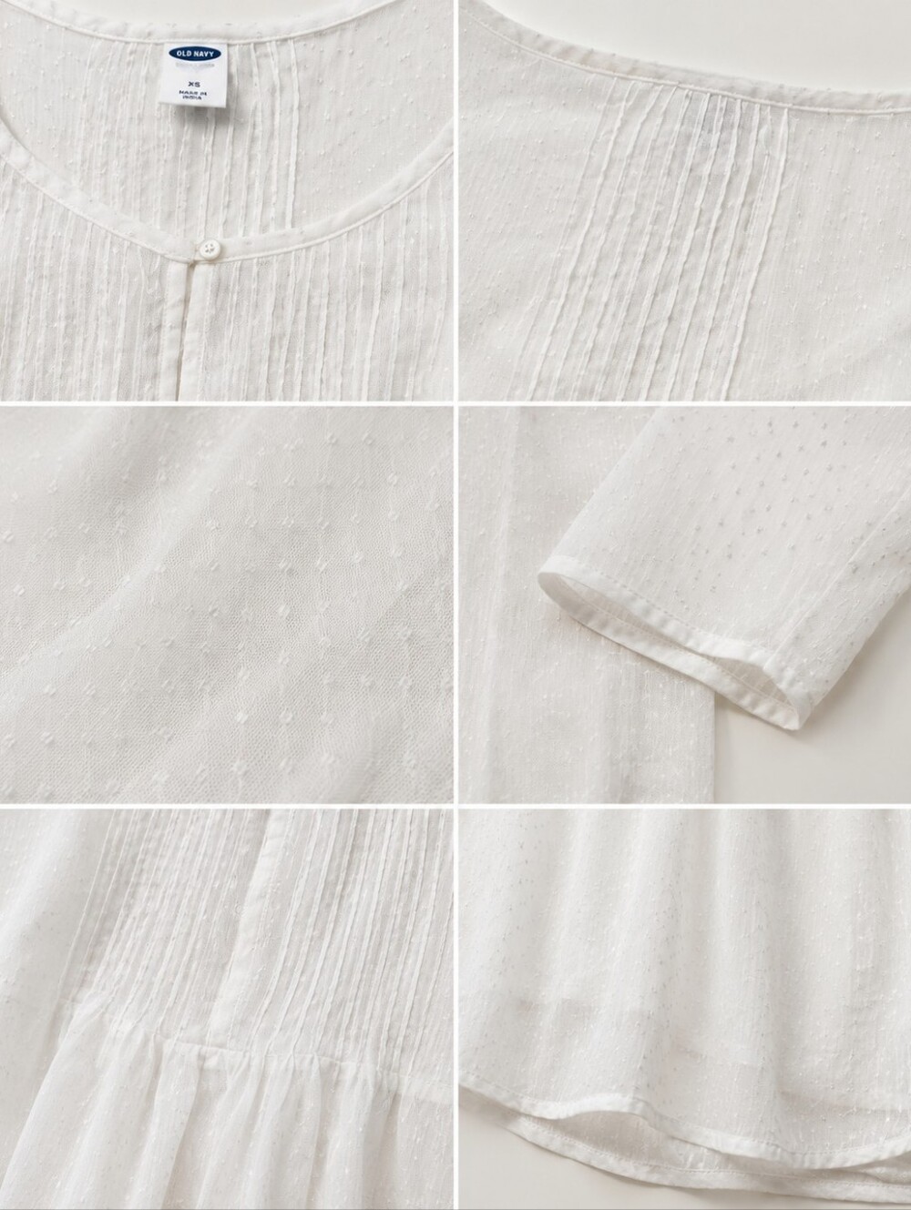 Old Navy White Sheer Swiss Dot Pintuck Peplum Blouse Top Size Medium - Picture 5 of 11